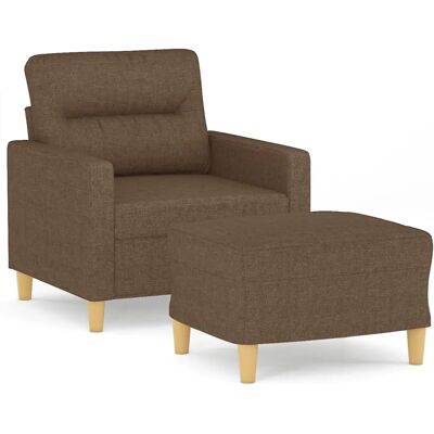 VIDAXL Fauteuil avec Ottoman Marron Tissu - Fauteuil - Publicité VIDAXL Fauteuil avec Ottoman Marron Tissu - Fauteuil - Publicité