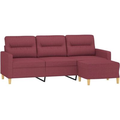Sofá Rojo de 3 Plazas con Taburete - Sofá Sofá Rojo de 3 Plazas con Taburete - Sofá