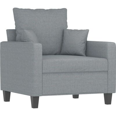 vidaXL Sillón con Taburete - Gris Moderno Tela Duradera vidaXL Sillón con Taburete - Gris Moderno Tela Duradera