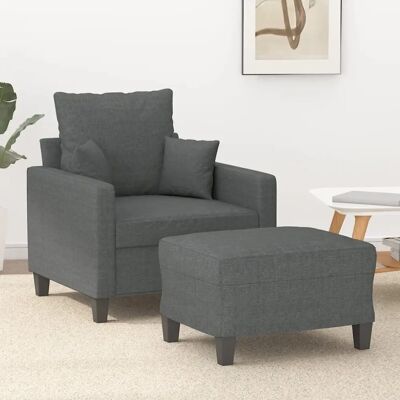 Sillón con Reposapiés de Tela Gris 78x77x80cm - Sillón Sillón con Reposapiés de Tela Gris 78x77x80cm - Sillón