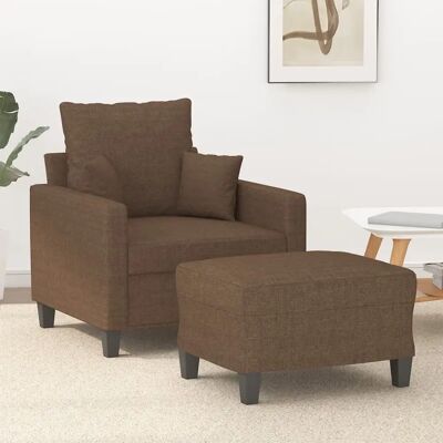 Sillón con Taburete VIDAXL Marrón Tela - Sillón Sillón con Taburete VIDAXL Marrón Tela - Sillón