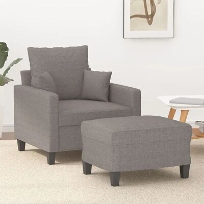 VIDAXL Sillón con taburete gris taupe VIDAXL Sillón con taburete gris taupe