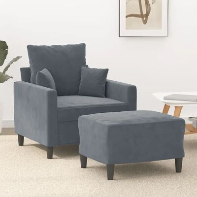 Sillón con taburete vidaXL - Gris oscuro - Sillón con taburete Sillón con taburete vidaXL - Gris oscuro - Sillón con taburete