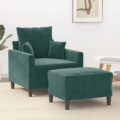 Fauteuil Vert en Velours VIDAXL avec Ottoman - Canapé Relax - Publicité Fauteuil Vert en Velours VIDAXL avec Ottoman - Canapé Relax - Publicité