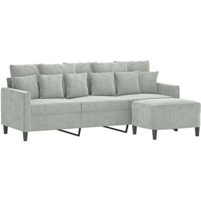 vidaXL 15951 - 3-personers sofa med velour, Lysgrå vidaXL 15951 - 3-personers sofa med velour, Lysgrå