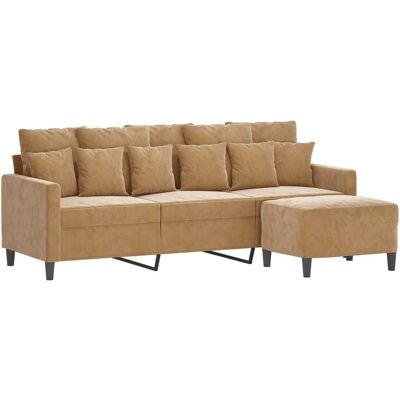 Canapé en Velours Marron 3 Places avec Ottoman VIDAXL - Canapé - Publicité Canapé en Velours Marron 3 Places avec Ottoman VIDAXL - Canapé - Publicité
