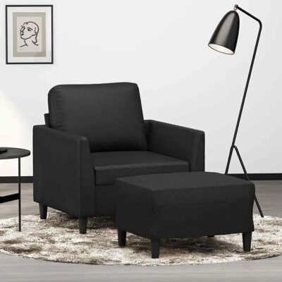Fauteuil avec Repose-pieds vidaXL Noir Simili Cuir - Fauteuil - Publicité Fauteuil avec Repose-pieds vidaXL Noir Simili Cuir - Fauteuil - Publicité