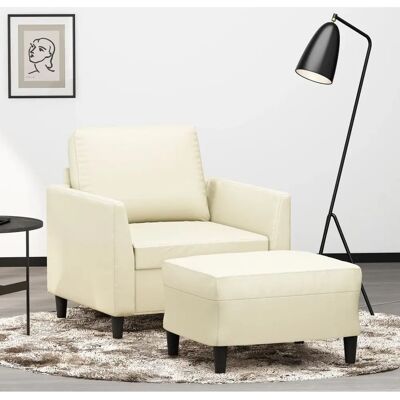 vidaXL Lænestol med fodskammel - Kunstlæder creme 80cm vidaXL Lænestol med fodskammel - Kunstlæder creme 80cm