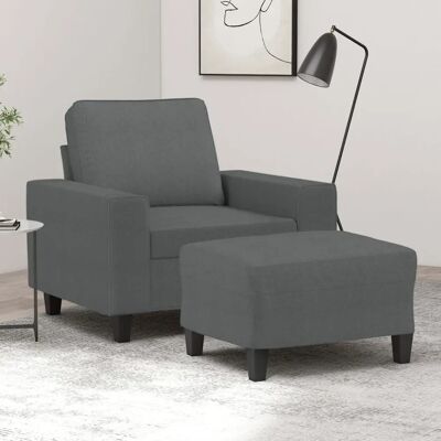 vidaXL Lænestol med fodskammel Mørkegrå - Armchair with Footstool vidaXL Lænestol med fodskammel Mørkegrå - Armchair with Footstool
