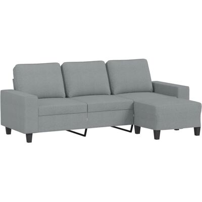 Canapé 3 places en tissu gris clair avec repose-pieds - Canapé - Publicité Canapé 3 places en tissu gris clair avec repose-pieds - Canapé - Publicité