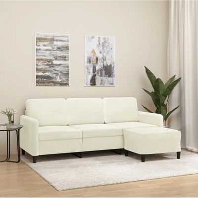 vidaXL 3-Sitzer-Sofa mit Hocker in Velours - Sofa vidaXL 3-Sitzer-Sofa mit Hocker in Velours - Sofa