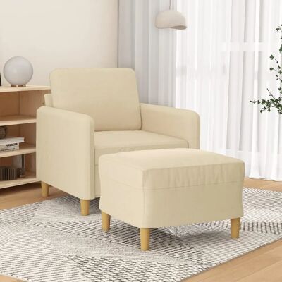 sillón con taburete tela crema - vidaXL sillón con taburete tela crema - vidaXL