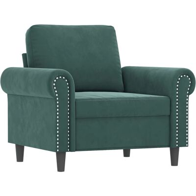 VIDAXL Fauteuil avec Ottoman - Velours Vert Foncé - 92x77x80cm - Publicité VIDAXL Fauteuil avec Ottoman - Velours Vert Foncé - 92x77x80cm - Publicité
