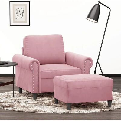 VIDAXL Lyserødt Fløjsstol med Puf - Armchair with Ottoman VIDAXL Lyserødt Fløjsstol med Puf - Armchair with Ottoman