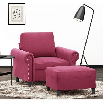 Fauteuil avec repose-pieds VIDAXL - Velours rouge moderne 92x77x80cm - Publicité Fauteuil avec repose-pieds VIDAXL - Velours rouge moderne 92x77x80cm - Publicité