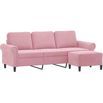 VIDAXL Sofá de terciopelo de 3 plazas con taburete - Sofá con taburete VIDAXL Sofá de terciopelo de 3 plazas con taburete - Sofá con taburete