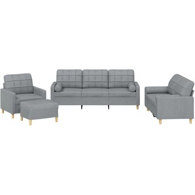 VidaXL Wohnzimmermöbel-Set - Grau 3-teiliges Sofa & Hocker VidaXL Wohnzimmermöbel-Set - Grau 3-teiliges Sofa & Hocker