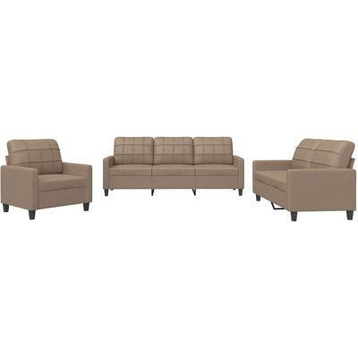 VidaXL - 3201342 - Cappuccino - Kunstleder - Sofa-Set VidaXL - 3201342 - Cappuccino - Kunstleder - Sofa-Set