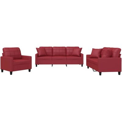 Ensemble de Mobilier pour Salon VidaXL - Rouge - Publicité Ensemble de Mobilier pour Salon VidaXL - Rouge - Publicité