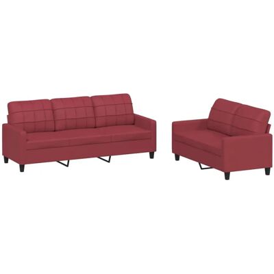 Set de Meubles Salon VidaXL - Canapé en Faux Cuir Rouge Moderne - Publicité Set de Meubles Salon VidaXL - Canapé en Faux Cuir Rouge Moderne - Publicité