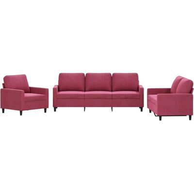 Ensemble de Canapés VidaXL - Velours Rouge Bordeaux 3 pièces - Publicité Ensemble de Canapés VidaXL - Velours Rouge Bordeaux 3 pièces - Publicité