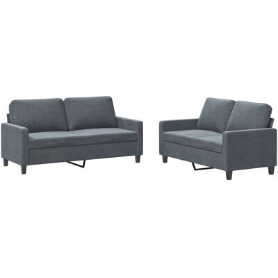 Ensemble de Mobilier pour Salon VidaXL - Velours Gris, 2 Canapés, 4 Coussins - Publicité Ensemble de Mobilier pour Salon VidaXL - Velours Gris, 2 Canapés, 4 Coussins - Publicité