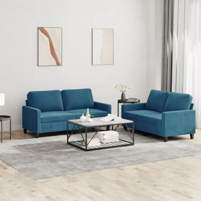 vidaXL - Ensemble de Canapés en Velours 2 Places - Bleu - Publicité vidaXL - Ensemble de Canapés en Velours 2 Places - Bleu - Publicité
