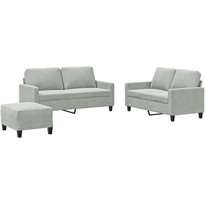 Ensemble de Mobilier de Salon VidaXL - Velours Gris, 3 pièces - Publicité Ensemble de Mobilier de Salon VidaXL - Velours Gris, 3 pièces - Publicité