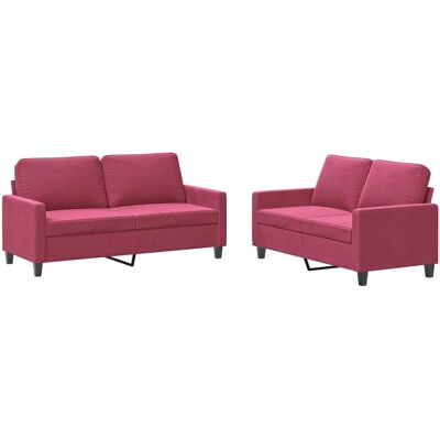 VidaXL 3201510 Wohnzimmermöbelset - Rotes Samtsofa-Set VidaXL 3201510 Wohnzimmermöbelset - Rotes Samtsofa-Set