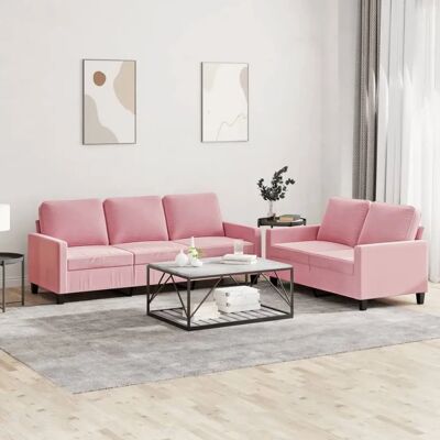 Ensemble Canapés Velours Rose 2 & 3 Places - Publicité Ensemble Canapés Velours Rose 2 & 3 Places - Publicité