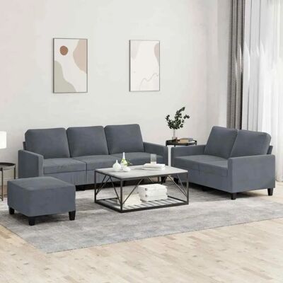 vidaXL - Ensemble de Canapés en Velours 3 Pièces - Gris Foncé - Ensemble de Canapés - Publicité vidaXL - Ensemble de Canapés en Velours 3 Pièces - Gris Foncé - Ensemble de Canapés - Publicité