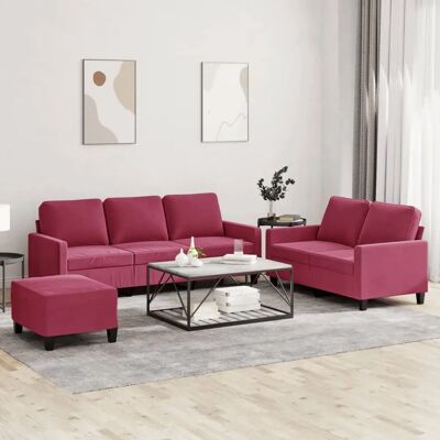Ensemble de Canapés Velours Rouge 3 Pièces - Confortable & Stable - Publicité Ensemble de Canapés Velours Rouge 3 Pièces - Confortable & Stable - Publicité