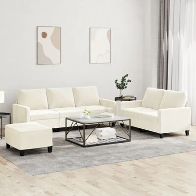 Ensemble de Canapés vidaXL - Velours Crème 2 & 3 Places avec Pouf - Publicité Ensemble de Canapés vidaXL - Velours Crème 2 & 3 Places avec Pouf - Publicité