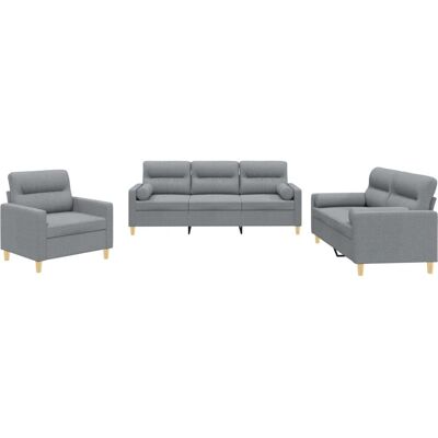 VidaXL 3201552 Wohnzimmermöbel-Set - Grau Sofa & Sessel VidaXL 3201552 Wohnzimmermöbel-Set - Grau Sofa & Sessel