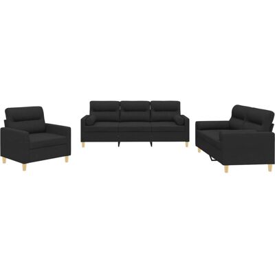 Ensemble de Mobilier de Salon VidaXL - Noir - Publicité Ensemble de Mobilier de Salon VidaXL - Noir - Publicité