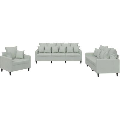 Conjunto de Sofás en Terciopelo Gris Claro VIDAXL - Sofa Set Conjunto de Sofás en Terciopelo Gris Claro VIDAXL - Sofa Set