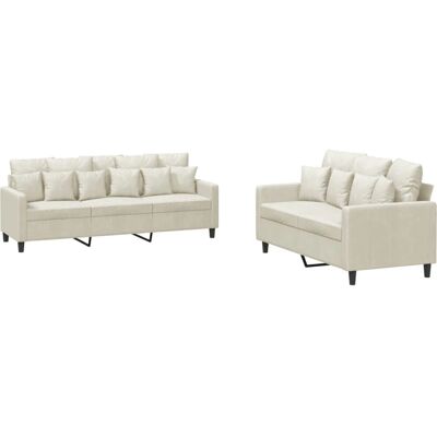 vidaXL Wohnzimmer Möbelset - Creme Samt, 2 & 3 Sitzer vidaXL Wohnzimmer Möbelset - Creme Samt, 2 & 3 Sitzer