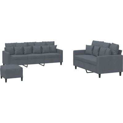 VidaXL 3201731 Ensemble de Mobilier pour Salon - Gris & Velours - Publicité VidaXL 3201731 Ensemble de Mobilier pour Salon - Gris & Velours - Publicité