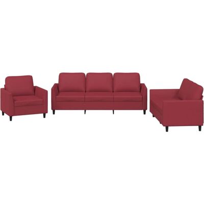 VidaXL Rotes Wohnzimmermöbel-Set - Sofa, 2-3 Sitze, Kissen VidaXL Rotes Wohnzimmermöbel-Set - Sofa, 2-3 Sitze, Kissen
