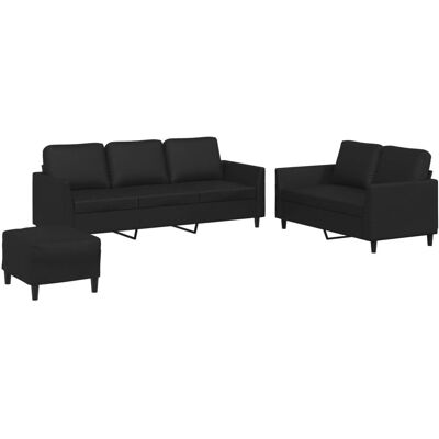 VidaXL Wohnzimmermöbel-Set - Schwarz - 3-teiliges Sofa VidaXL Wohnzimmermöbel-Set - Schwarz - 3-teiliges Sofa
