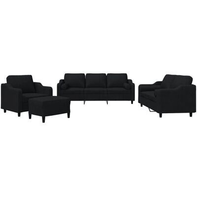 Ensemble de Meubles de Salon VidaXL - Noir - Canapé, Coussins & Pouf - Publicité Ensemble de Meubles de Salon VidaXL - Noir - Canapé, Coussins & Pouf - Publicité