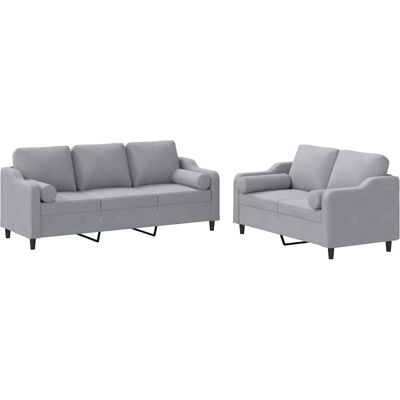VidaXL Wohnzimmermöbel-Set Grau - Robustes Gewebe, Stabile Rahmen, Bequemer Sitz VidaXL Wohnzimmermöbel-Set Grau - Robustes Gewebe, Stabile Rahmen, Bequemer Sitz