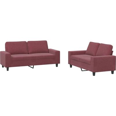 vidaXL 2 pièces ensemble de canapé en tissu bordeaux - Rouge - Publicité vidaXL 2 pièces ensemble de canapé en tissu bordeaux - Rouge - Publicité