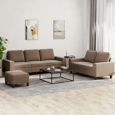 Vidaxl 3-teiliges Braunes Stoffsofaset - Sofa Set Vidaxl 3-teiliges Braunes Stoffsofaset - Sofa Set