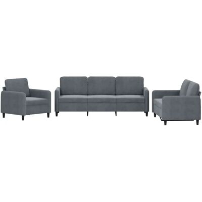vidaXL Ensemble de Mobilier de Salon - Velours Gris, Canapés 3, 2 et 1 places - living room furniture set - Publicité vidaXL Ensemble de Mobilier de Salon - Velours Gris, Canapés 3, 2 et 1 places - living room furniture set - Publicité
