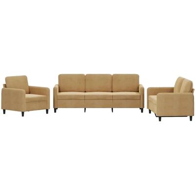 Ensemble de Mobilier de Salon vidaXL 3201941 - Velours Marron - Publicité Ensemble de Mobilier de Salon vidaXL 3201941 - Velours Marron - Publicité