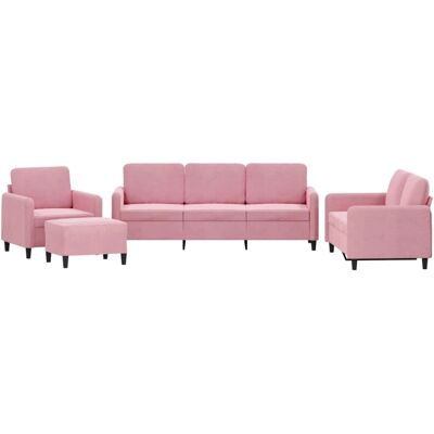 VIDAXL Pink Velvet Sofa Set - Sofa Set VIDAXL Pink Velvet Sofa Set - Sofa Set
