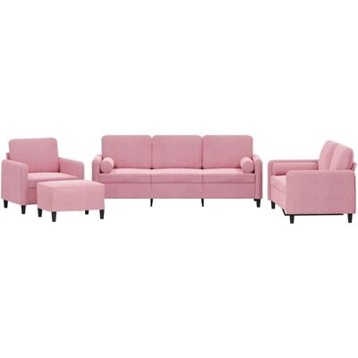 VIDAXL Rosa Samtsofa-Set - 4 Stück VIDAXL Rosa Samtsofa-Set - 4 Stück