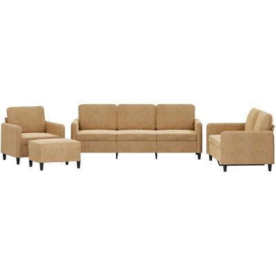 Ensemble de Meubles de Salon VidaXL 3201971 - Velours Marron - Publicité Ensemble de Meubles de Salon VidaXL 3201971 - Velours Marron - Publicité