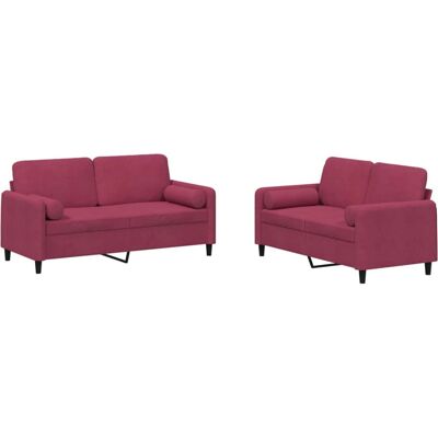 Ensemble de Mobilier de Salon VidaXL - Velours Rouge - Canapés 2 pcs - Publicité Ensemble de Mobilier de Salon VidaXL - Velours Rouge - Canapés 2 pcs - Publicité